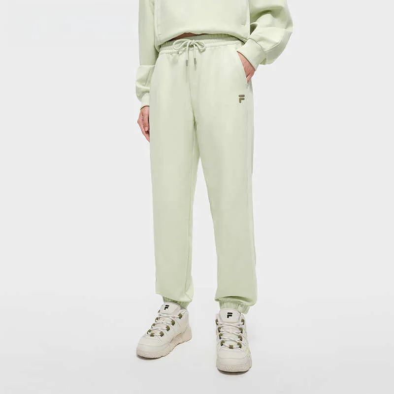 FILA FUSION Knitted Sweatpants Women's Beige Celadon Blue-3