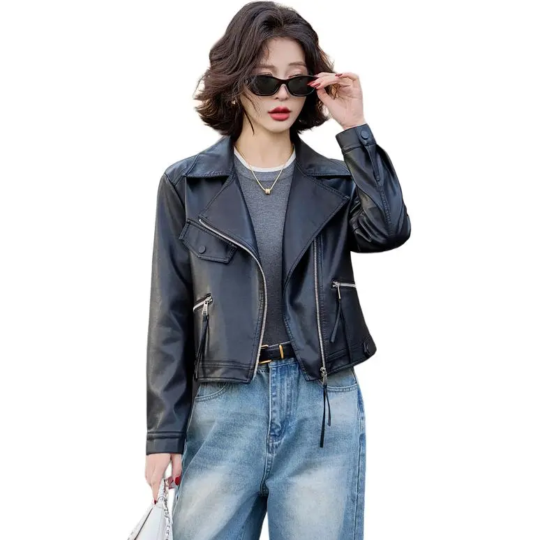 Yi Mengyuan Leather Jacket Women's Black-2