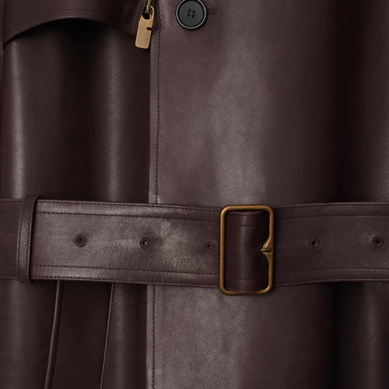 Burberry Leather Jacket Men's Brown-5
