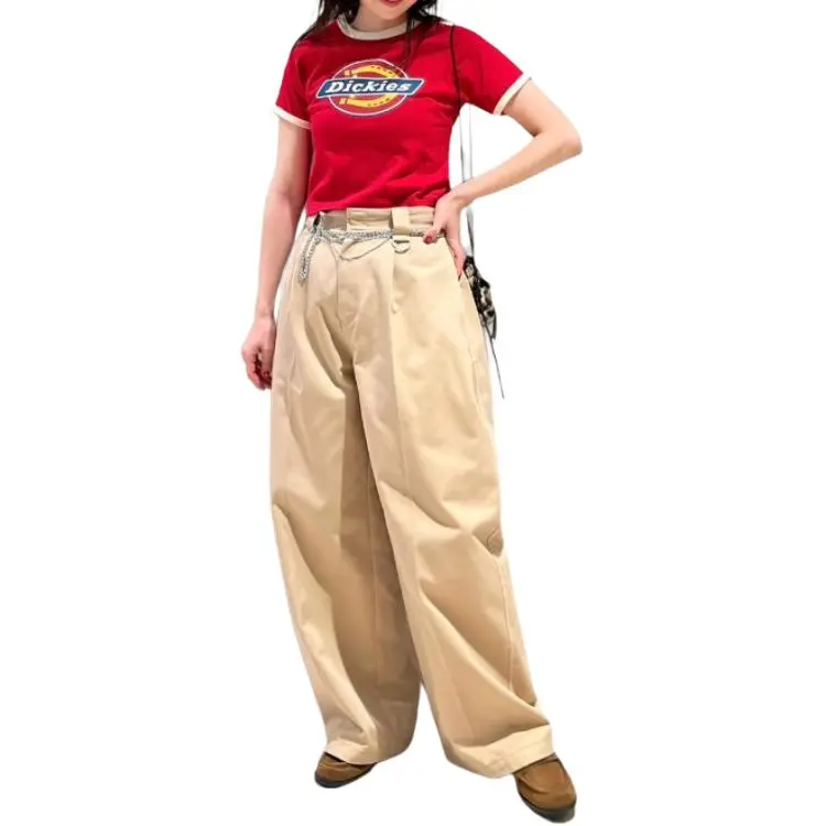 Dickies x Lily Brown Lily Brown Collaboration Raglan Sleeve T Shirt Women's Red-1