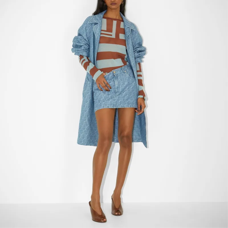 FENDI Ff Denim Trench Coat-2