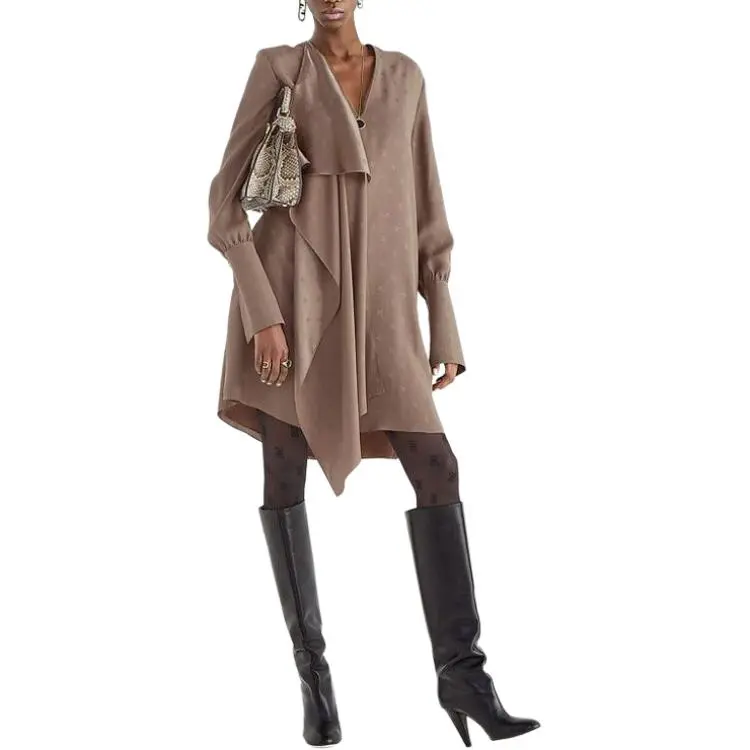 FENDI FW21 Long-Sleeved Dresses Women's Brown-3