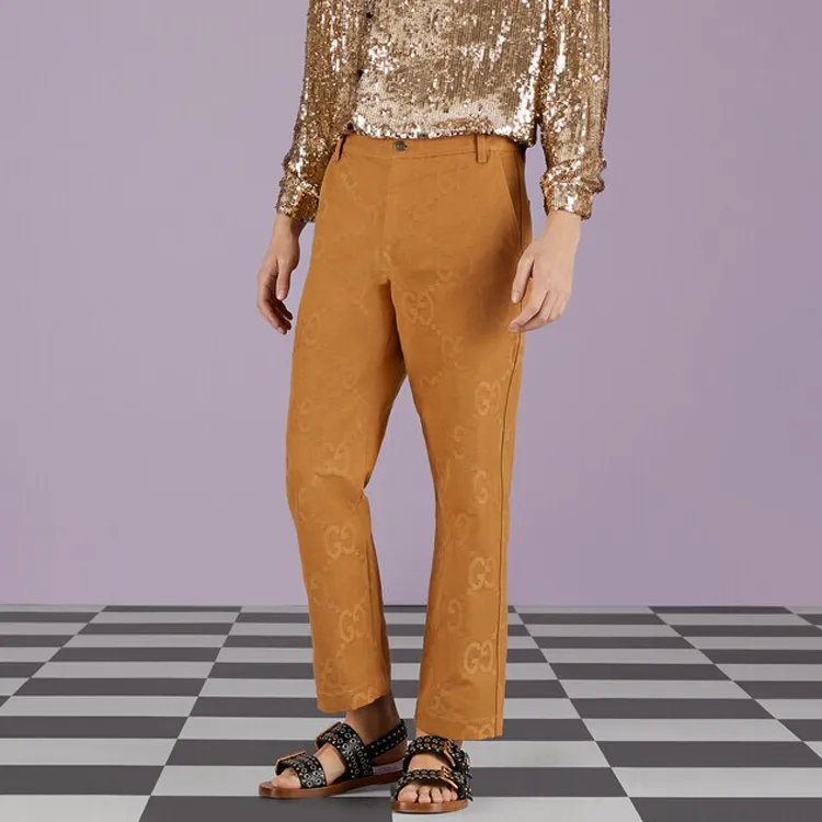 GUCCI GG jacquard Cotton Straight Trousers-1
