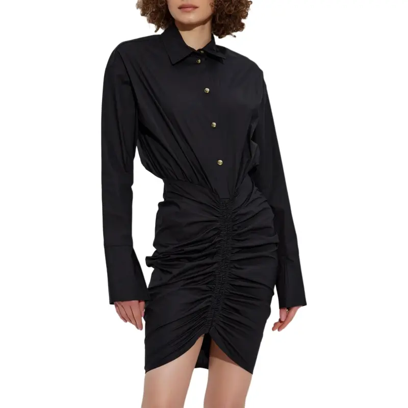 VERSACE JEANS COUTURE Ruched Button Up Dress-1