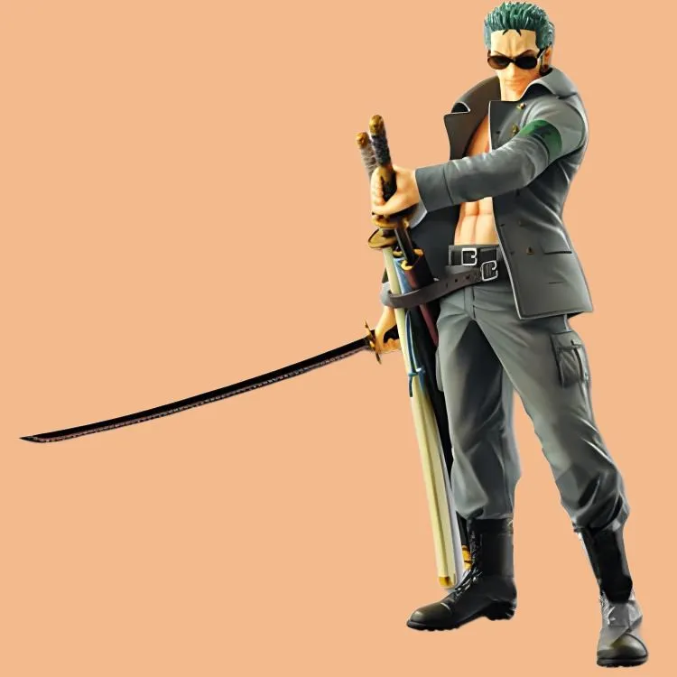 BANPRESTO Roronoa Zoro Glass Factory Ichiban Kuji One Piece Military Style Final Prize Zoro Scale Figures 20cm-2