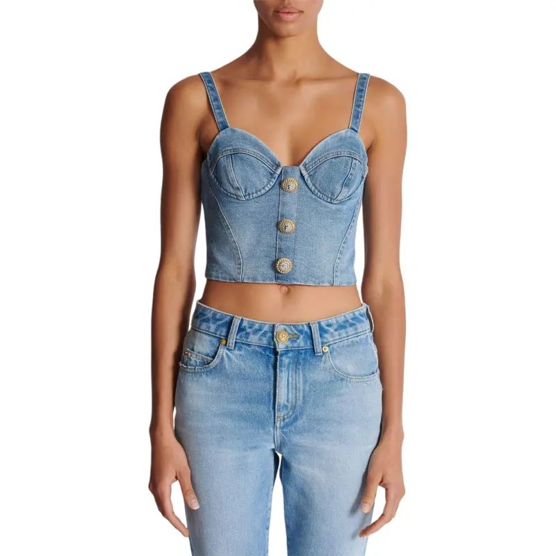 BALMAIN Denim Bustier Top-1