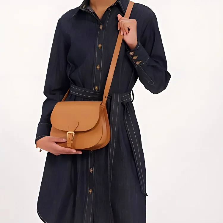 INES DE LA FRESSANGE Cow Leather Crossbody Bag, Shoulder Bag Women's Camel-4
