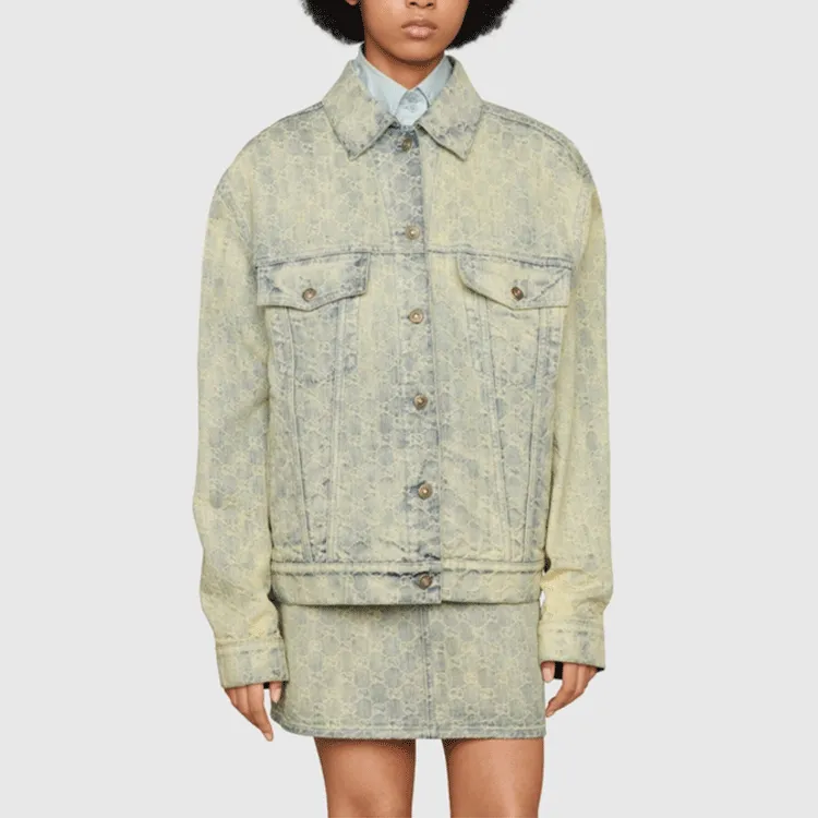 GUCCI Denim Jacket Women's Gray-2