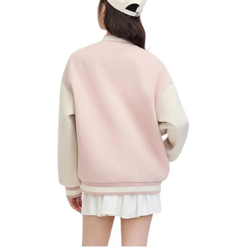Three Blessings x RICH FLOWER Baseball Jacket Women's Pink-2
