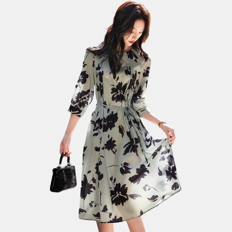 【dme】 Long-Sleeved Dresses Women's Gray Green-3