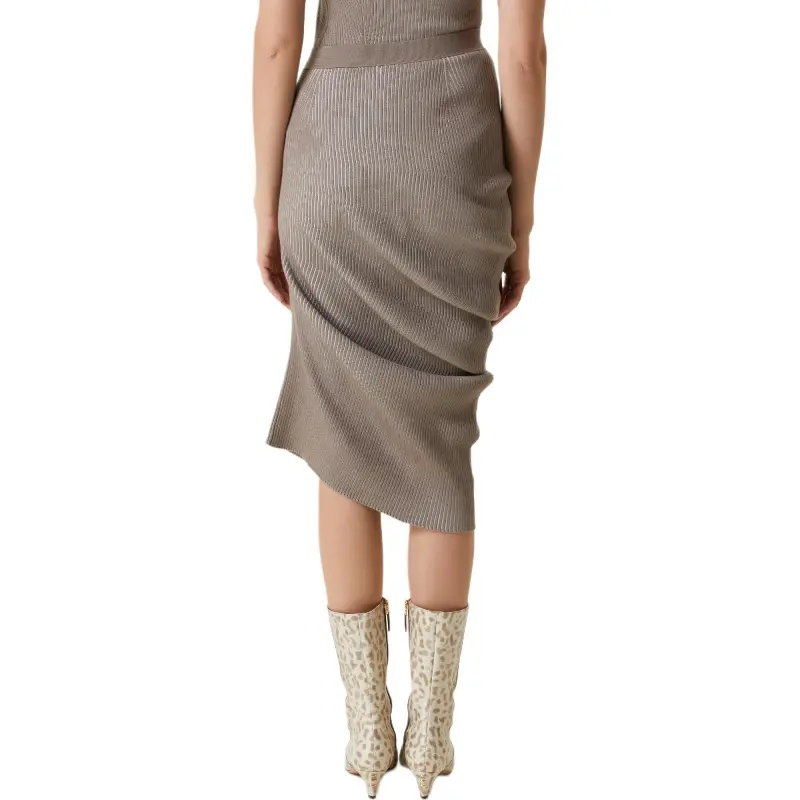 FENDI Asymmetric Draped Ribbed Skirt-3