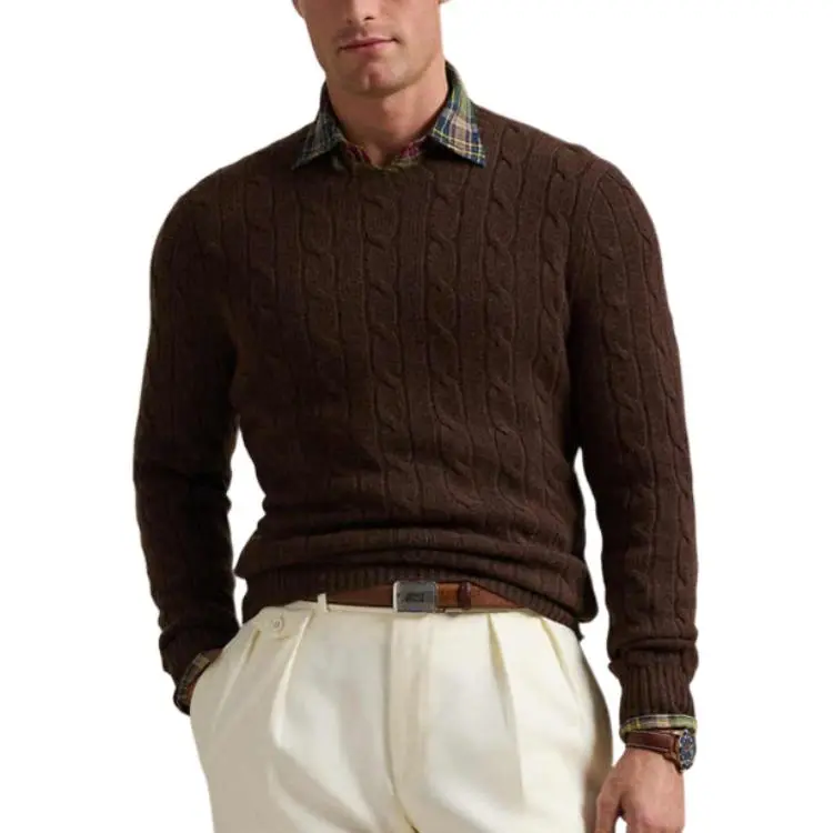Polo Ralph Lauren SS25 Cashmere Sweater Men's Dark Coffee-2