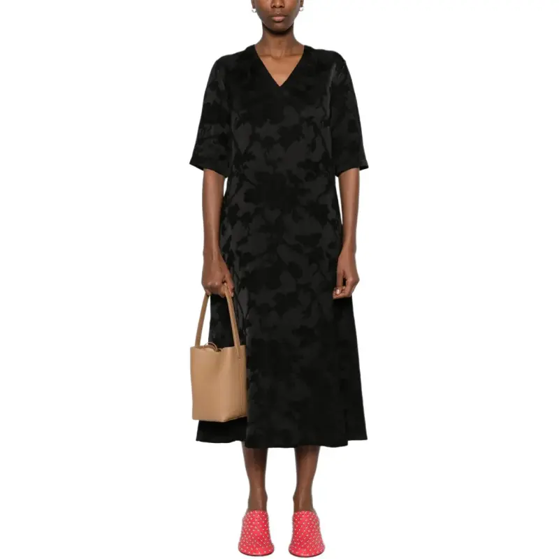 UMA WANG V Neck Midi Dress-4