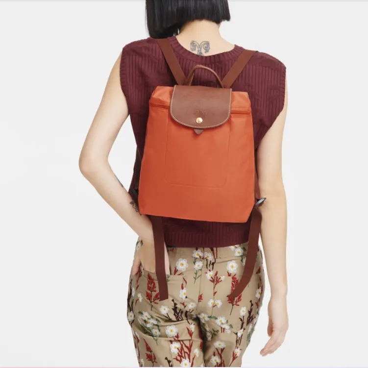 LONGCHAMP Le Pliage Canvas Backpack Medium Size Women's Orange-4