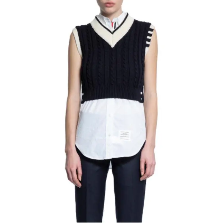 THOM BROWNE Cropped Sleeveless Jumper-2