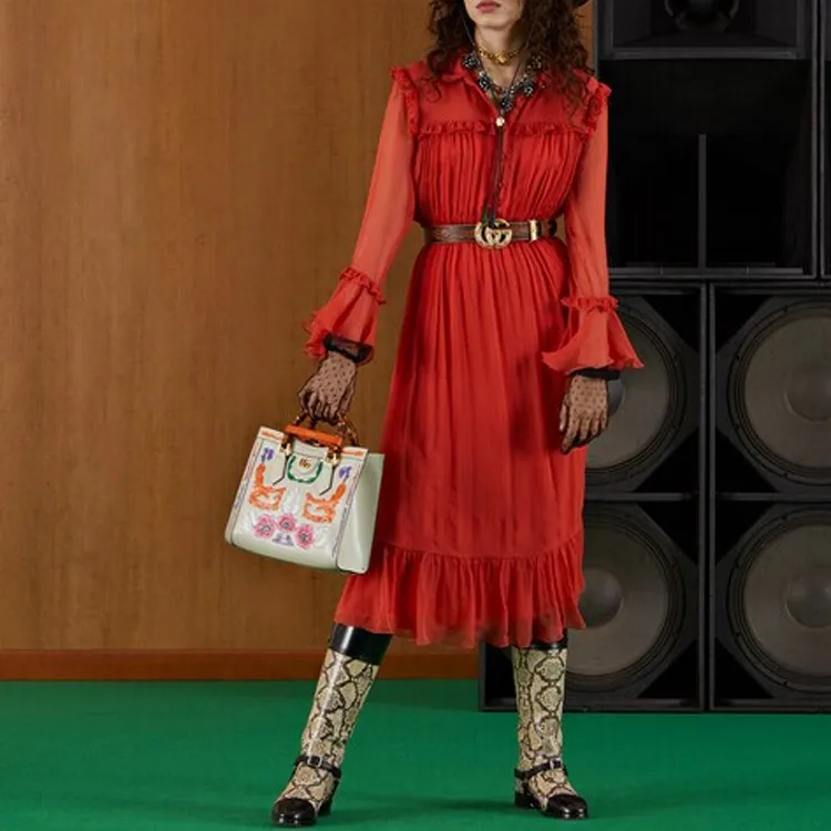 GUCCI Tiered Chiffon Maxi Dress-3