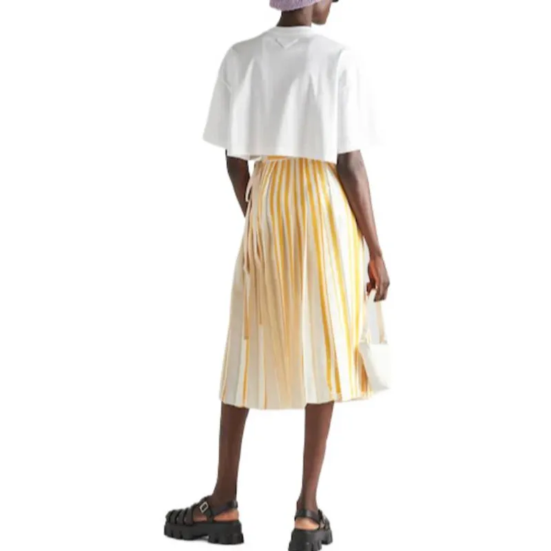 PRADA Embroidered Interlock Crop T shirt White-2