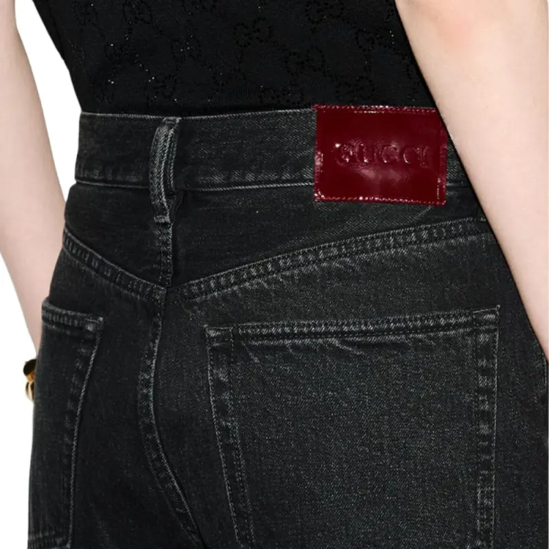 GUCCI Laser Design Straight Denim Pants-4