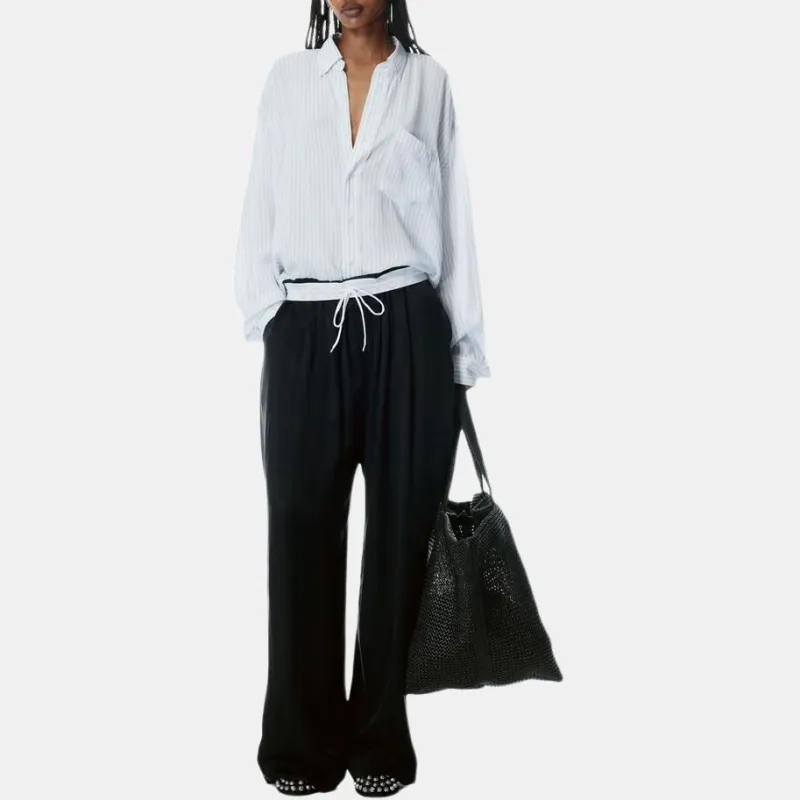 Alexander Wang Turned Down Elastic Waistband Trousers Black-1