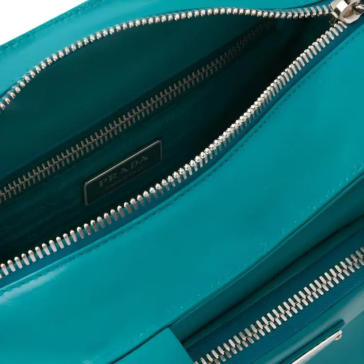 PRADA Sheepskin Handbag Women's Peacock Blue-4