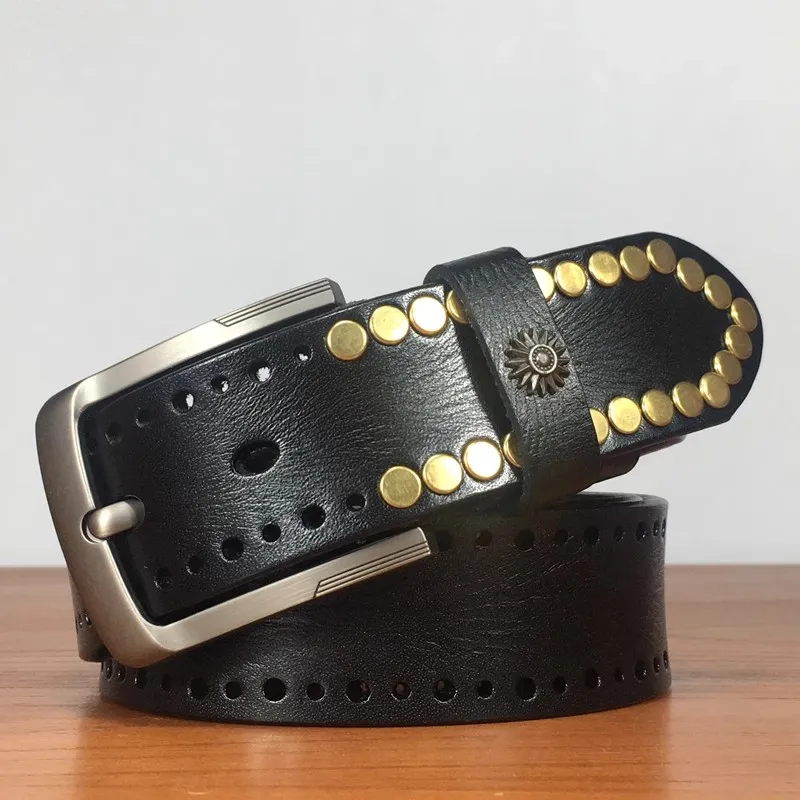 Emperor Penguin Handmade Original Perforated Pin Buckle Leather Belts Unisex 3.8cm-1