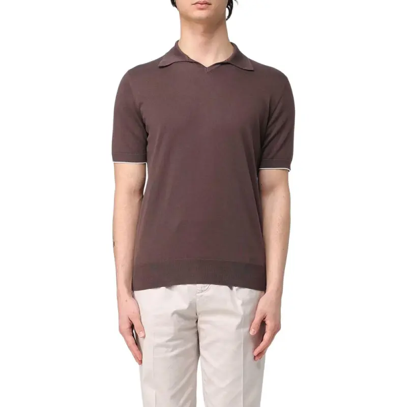 Brunello Cucinelli Short Sleeved Fine Knitted Polo Shirt-3