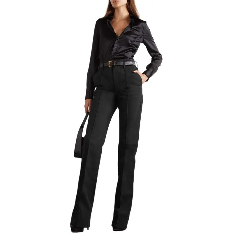 SAINT LAURENT High Waist Wide Leg Trousers-2