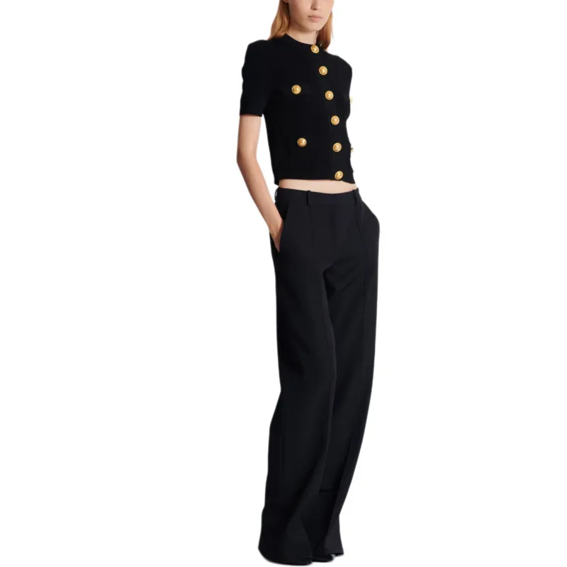 BALMAIN Short Sleeved Buttoned Knitted Cardigan-3