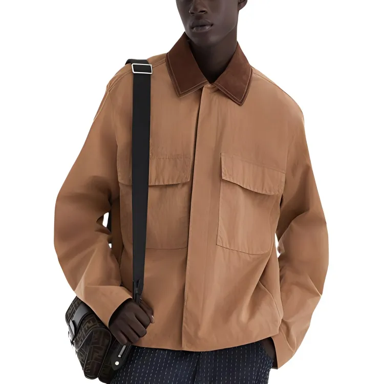FENDI Contrast collar Shirt Jacket-3