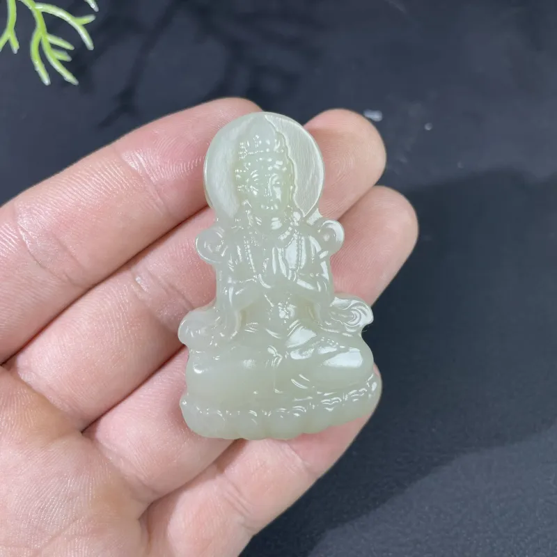 BUDOUXIAOAI Pendants White Jade/Pale Greenish White Jade Unisex-4