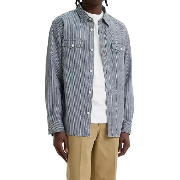 Levis Shirts Men Blue White Stripes-3