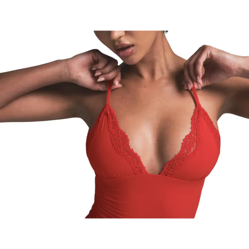 SKIMS Valentine's Day Collection SS25 FITS EVERYBODY LACE TRIANGLE CAMI Camisole Women's CAYENNE/Cayenne-3
