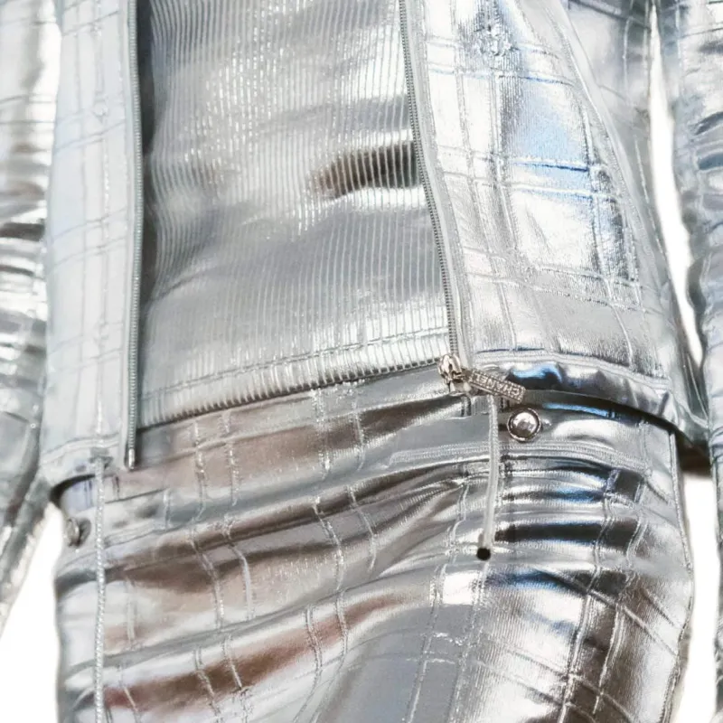 CHANEL Casual Short Skirts Women's Silver-3