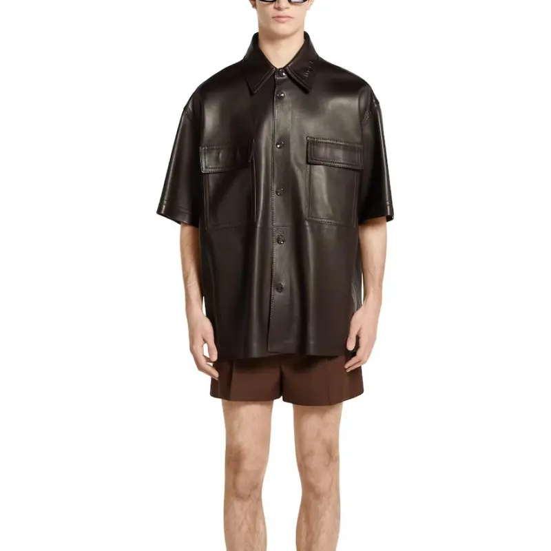 GUCCI SS25 Leather Jacket Men's Dark Brown-1