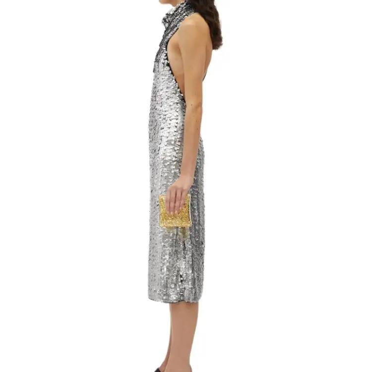 Bottega Veneta Sleeveless Dress Women's Silver-1