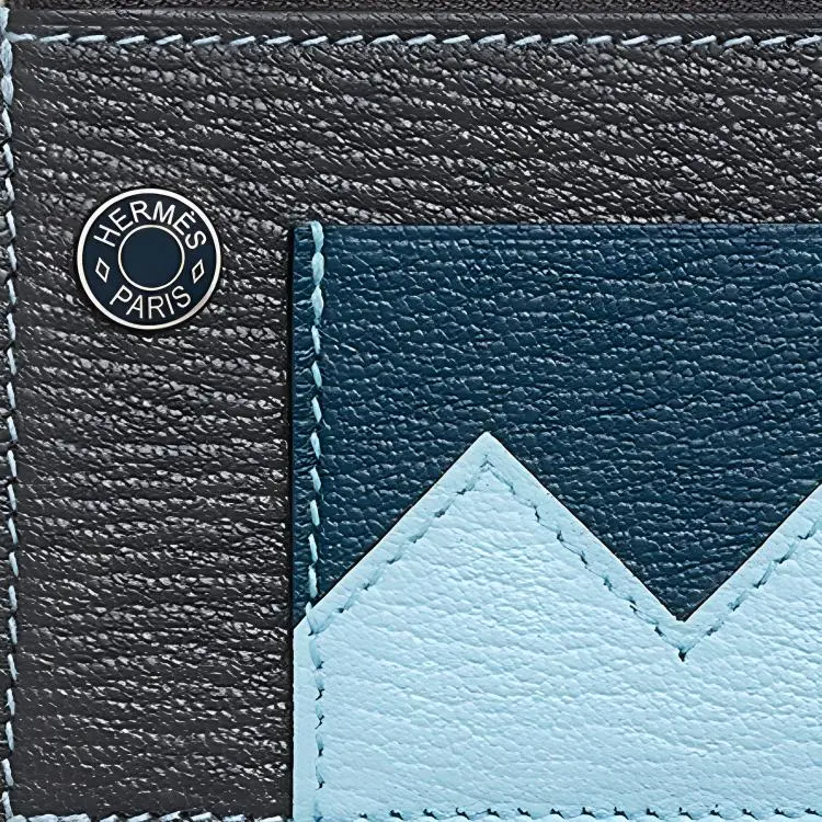 HERMES Mysore Goat Skin Card Holder Mini Men's Carbon Black/Dark Blue/Wind Blue-2