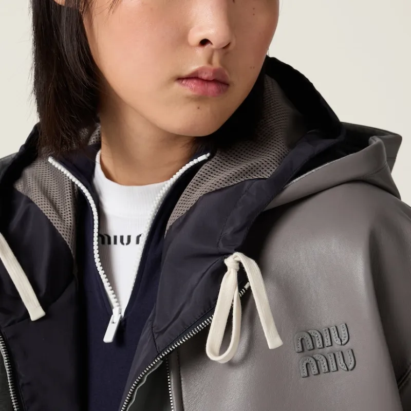 MIU MIU Leather Jacket Women's Marble Gray-4