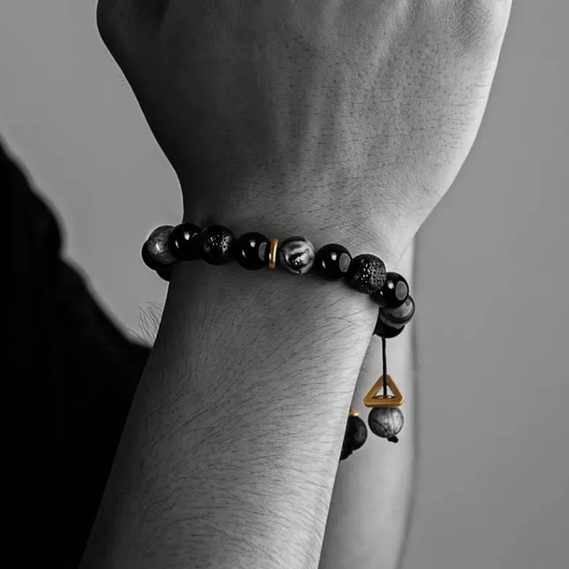 Seven Little Craftsmen Obsidian Jade Bracelets Unisex Obsidian-1