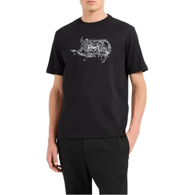 EMPORIO ARMANI Asv Jersey T shirt With Logo Embroidery And Breaking Waves-1