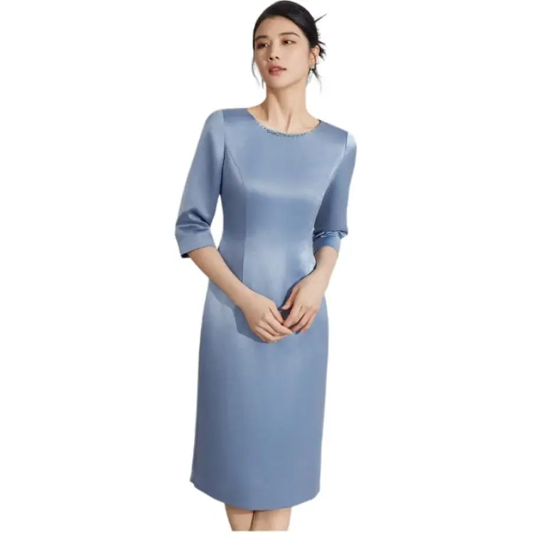 BBLLUUEE Long Sleeved Dress Women's Moonlight Blue-2