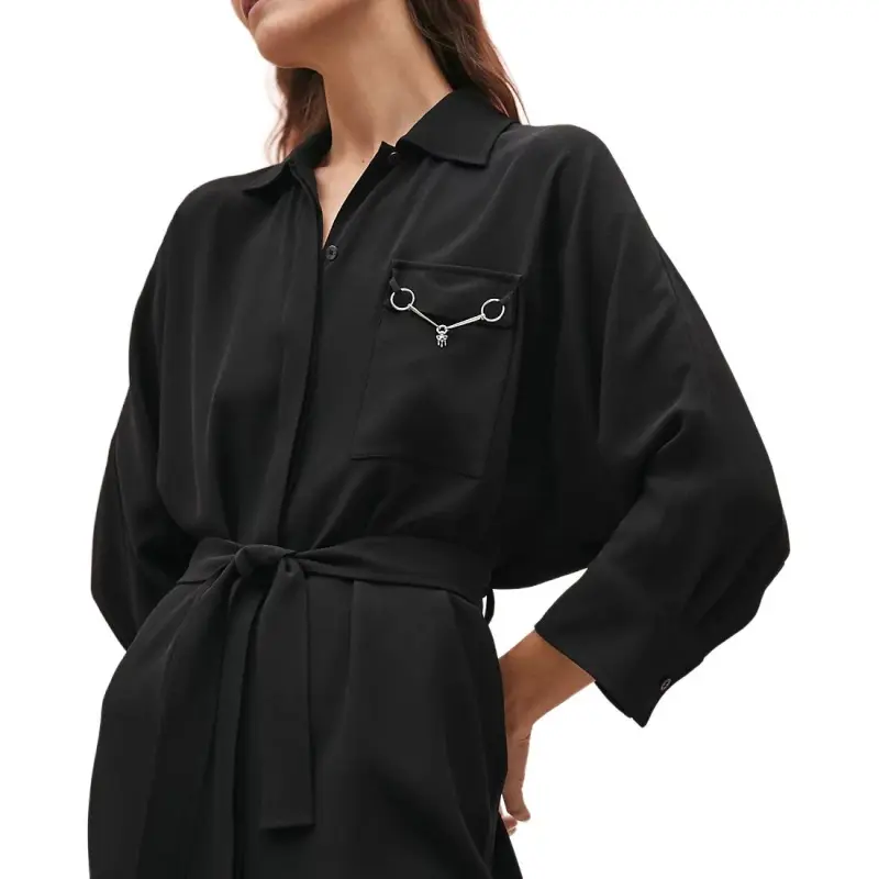 HERMES Long Sleeved Dress Women's Black-2