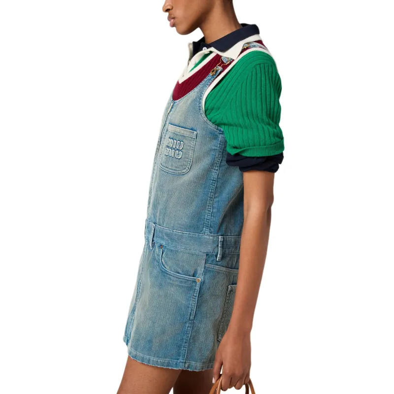 MIU MIU Sleeveless Dress Women's Sapphire Blue-3