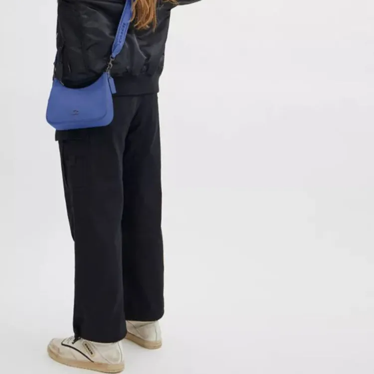 COACH Hobo Canvas Shoulder Bag Crossbody Bag Handbag Small Size Women's Blueberry-5