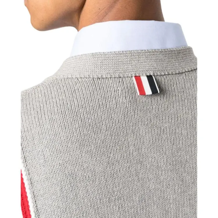 THOM BROWNE Funmix V-Neck Long-Sleeved Cardigan-4