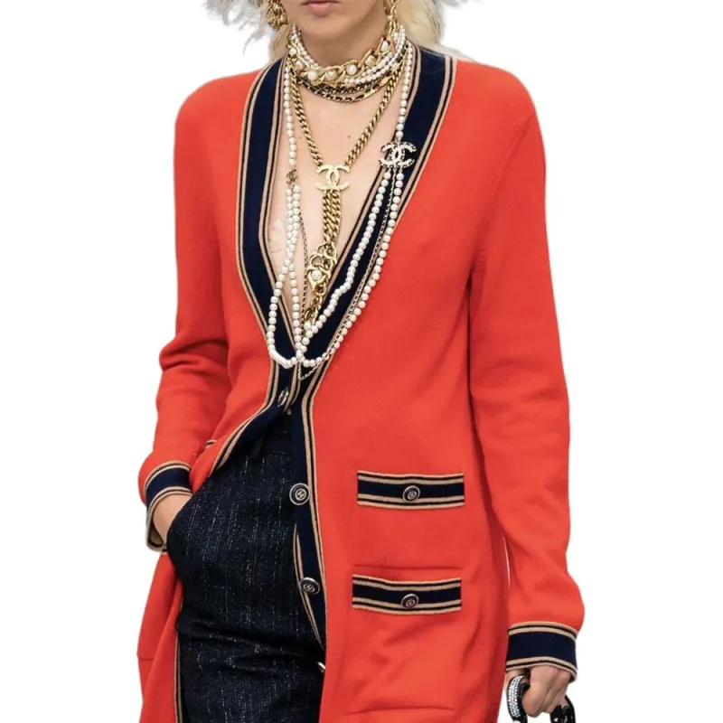 CHANEL Knitwear Women's Red Black-4