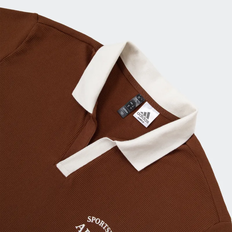 Adidas Polo Shirt Men's Brown/Jade White-4