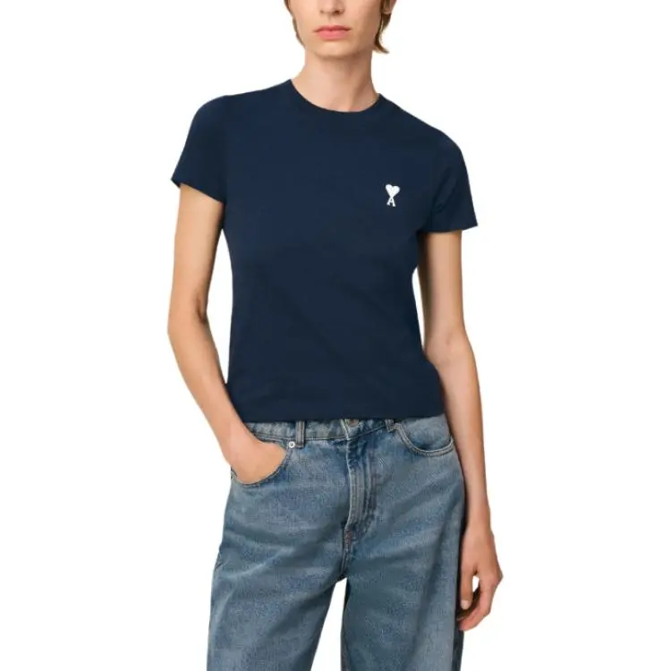 AMIPARIS Paris Logo Embroidered Cropped T Shirt-1