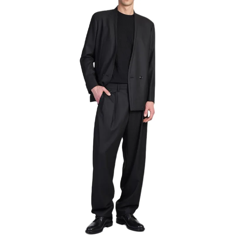 EMPORIO ARMANI Upton Line Double breasted Suit In A Micro Gingham Virgin Wool-6