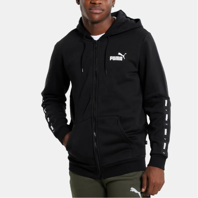PUMA Sweat À Capuche Zippé Essentials+ Tape Homme Sweatshirt Men's Black-6
