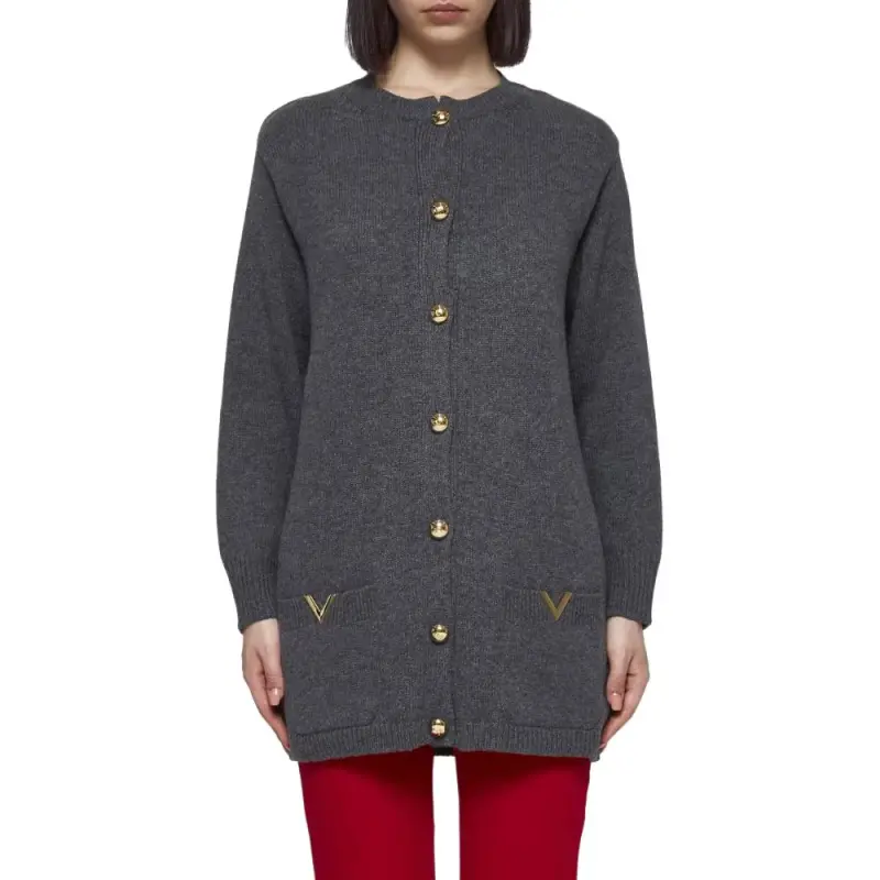 Valentino VGold Buttoned Long Sleeved Cardigan-2